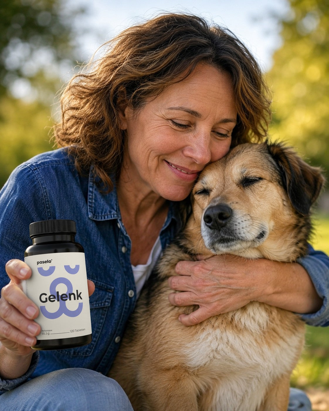 paselo Gelenktabletten, Dose geöffnet mit Tablette in der Hand